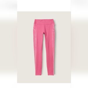 VS Pink High Waisted Velour/Velvet Active Leggings Dahlia Pink Sz L